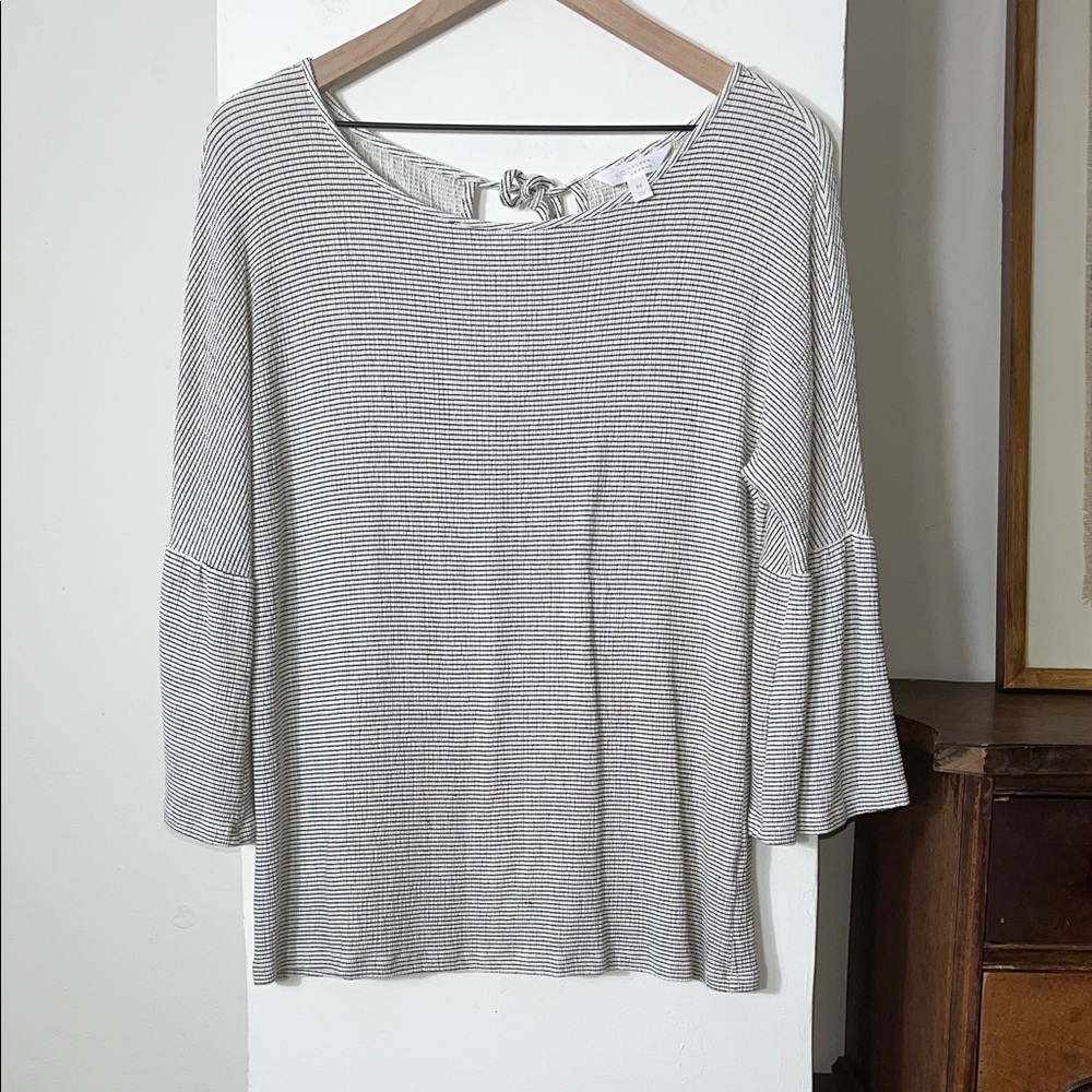 LC Lauren Conrad Black and White Striped Blouse